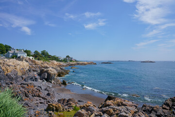 Rocky coast of Castle Rock Park Marblehead MA USA