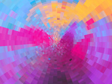 Round Circular Swirl Glitch Pixel Pattern, Background