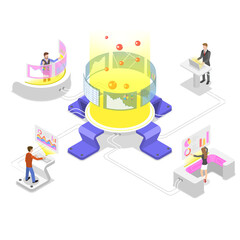 Wall Mural - flat isometric concept of statictical data analysis and analytics.