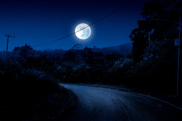 Wall Mural - Rural highway landscape at night