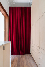 Red Curtain In Kitchen