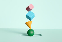 Colored Geometric Shapes Balance Concept Background 