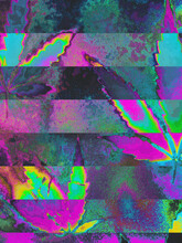 Funky Marijuana, Cannabis Iridescent Background With Copyspace