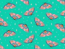 Colorful Moth Flying Fantasy Pattern Illustration 