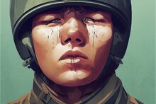 Crying Soldier Illustration