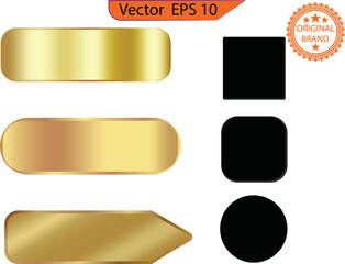 Wall Mural - set of empty gold buttons and sliders, web icons and game icon set. gradient mesh. button set color gold glossy. vector illustration.