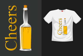 Wall Mural - Beer in a bottle and  typography t-shirt design