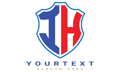 IH Two letters shield logo design.