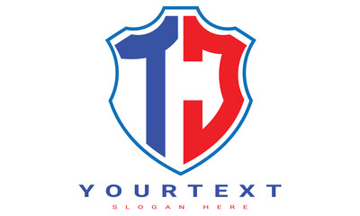 TJ Two letters shield logo design.