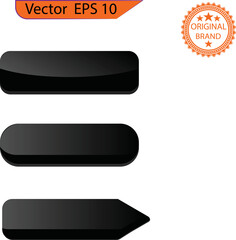 Wall Mural - Blank Elegant black Buttons. Set of glass black buttons and sliders, web icons of different forms. Gradient mesh. Button set color black glossy. EPS 10