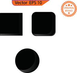 Wall Mural - Blank Elegant black Buttons. Set of glass black buttons and sliders, web icons of different forms. Gradient mesh. Button set color black glossy. EPS 10