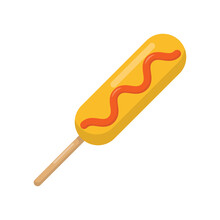 Vector Graphic Of Corn Dog. Korean Food Illustration With Flat Design Style. Suitable For Content Design Assets