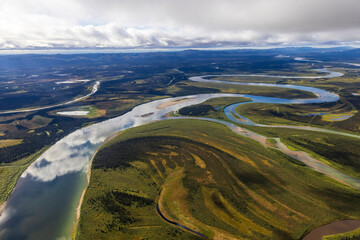 Beautiful landscape view of Kobuk Valley National Park in the arctic of Alaska, one of the least visited national parks in the United States. 