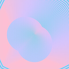 Poster - Pattern of pink lines on a blue background representing a circular three-dimensional shape. 3d rendering illustration