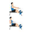 Man doing Seated Low cable back rows exercise. Flat vector illustration isolated on white background