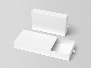 Wall Mural - Two sliding drawer box packaging mockups. 3D illustration object. Perspective view.