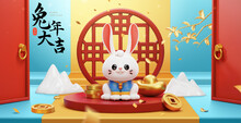 3d Cny Year Of The Rabbit Banner