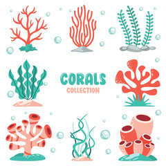 Wall Mural - Flat Drawing Of Colorful Corals