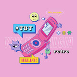 Fototapeta  - Pink Flip Phone Y2K Banner Template