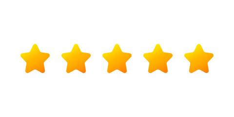 Wall Mural - Five star rating icon set isolated on white background. Feedback, Review and rate us stars Simple vector illustration in flat style design.