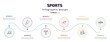 © Farahim - sports infographic element with icons and 6 step or option. sports icons such as swimming, table tennis, exercise gym, skiing down hill, adventure, boxer with belt vector. can be used for banner,