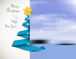 Wall Mural - christmas card with christmas tree and your photo placeholder