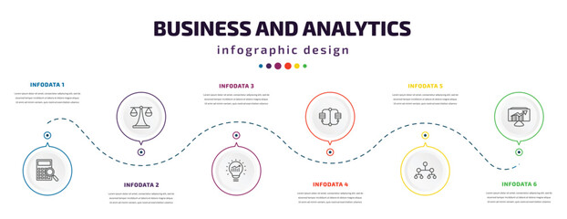 Wall Mural - business and analytics infographic element with icons and 6 step or option. business and analytics i