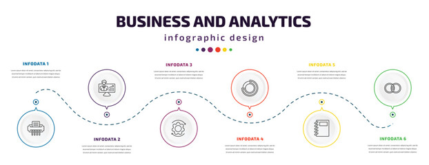 Wall Mural - business and analytics infographic element with icons and 6 step or option. business and analytics i