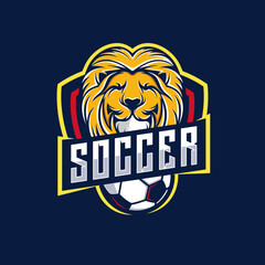 Wall Mural - Football lion team logo design vector