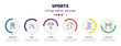 © Farahim - sports infographic element with icons and 6 step or option. sports icons such as second prize, skibob, excersice, slalom, pencak silat, starting line vector. can be used for banner, info graph, web,