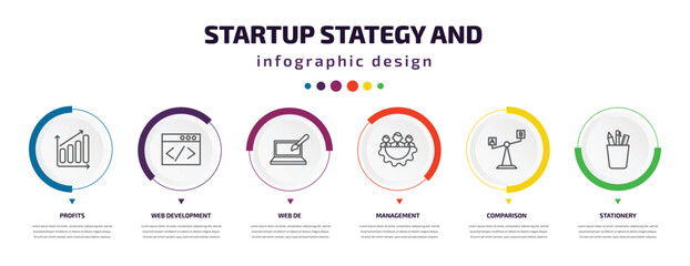 Wall Mural - startup stategy and infographic element with icons and 6 step or option. startup stategy and icons s