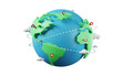 © Chompunuch - world map 3D rendering isolated on transparent background, World planet, global warming, globe and plane, world tour, file png