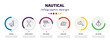 © Farahim - nautical infographic element with icons and 6 step or option. nautical icons such as snorkel, double paddle, boat engine, cruise ship, dolphin, big anchor vector. can be used for banner, info graph,