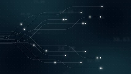 Aufkleber - Abstract digital dot line particle data background connecting technology concept.Innovative data transmission graphic.