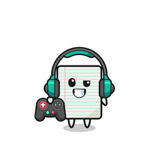 Wall Mural - paper gamer mascot holding a game controller