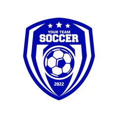 Wall Mural - soccer Logo or football logo club sign Badge. Football logo with shield background vector design
