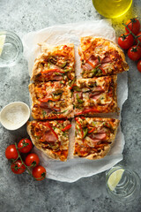 Sticker - Traditional homemade meat pizza with capsicum