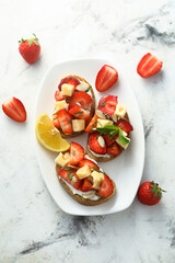 Sticker - Strawberry toasts with almon and cheese