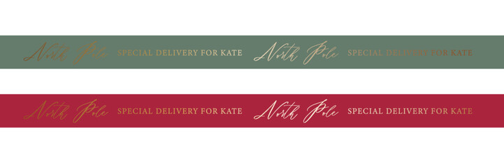 north pole special delivery green and red custom ribbon template.