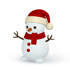 Wall Mural - 3d realistic Christmas snowman. Xmas or New Year's decorative element. Vector illustration