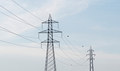 Wall Mural - high voltage towers pylon, close up