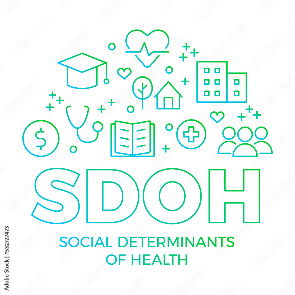 SDOH - social determinants of health - vector infographic illustration ...