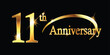11th Anniversary celebration. Gold Luxury Banner of 11th Anniversary celebration. eleventh celebration card. Vector anniversary