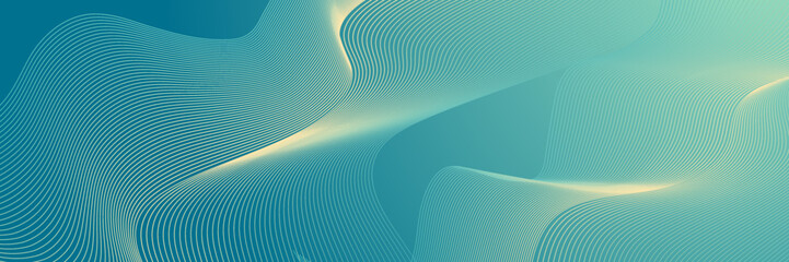 abstract technology particles mesh wave green background