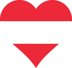 Sticker - Austria Heart Flag. Transparent PNG Flattened JPEG JPG. Austrian Love Shape Country Nation National Flag. Republic of Austria Banner Icon Sign Symbol.