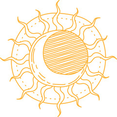 Sticker - Sun and moon symbol magic star, mystic circle coin