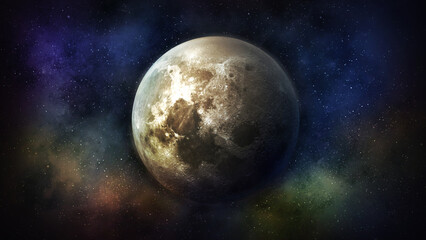 Wall Mural - The moon in colorful outer space.