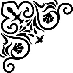 Wall Mural - art deco frame with swirls, floral patterns corner