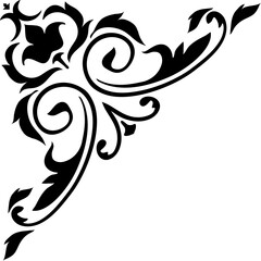 Wall Mural - Corner frame border, floral embellishment framing