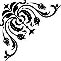 Wall Mural - frame floral calligraphy adornment border corner
